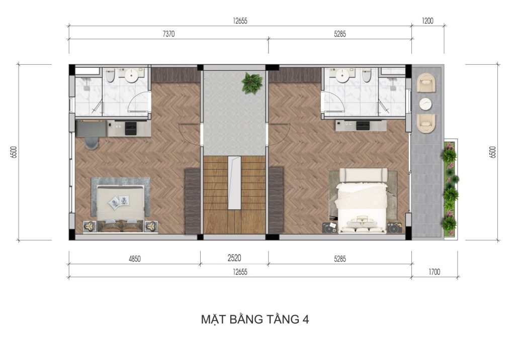 Mặt bằng căn điển hình Lakehouse sàn 4