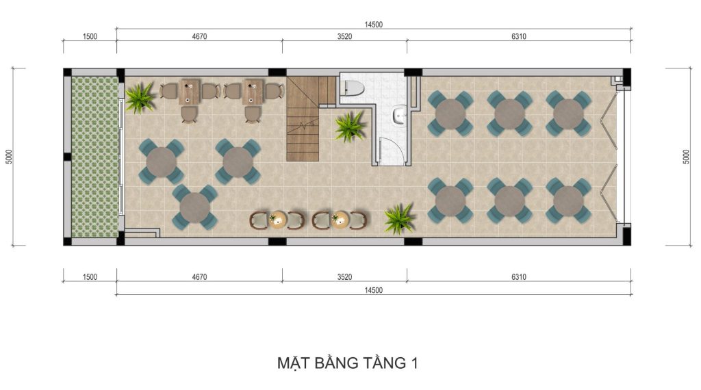 Mặt bằng tầng 1 Bizhouse bavella Green Park