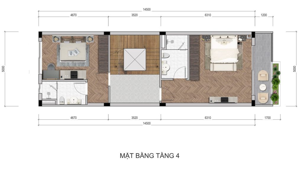 Mặt bằng tầng 4 Bizhouse bavella Green Park