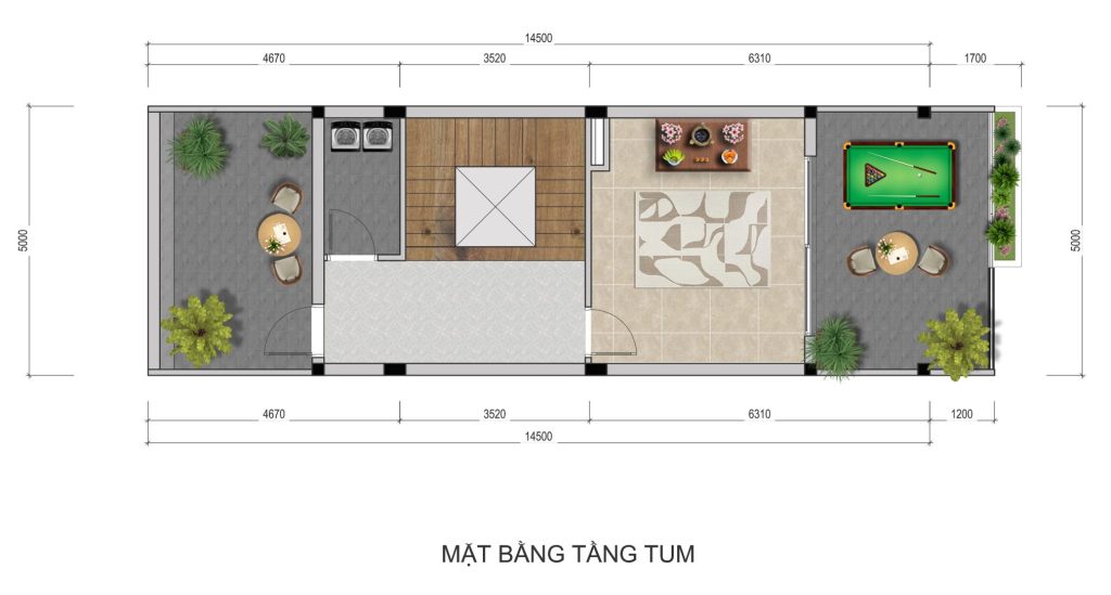 Mặt bằng tầng tum Bizhouse bavella Green Park